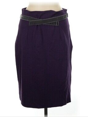 Women's Purple Pencil Skirt with Velvet Belt
